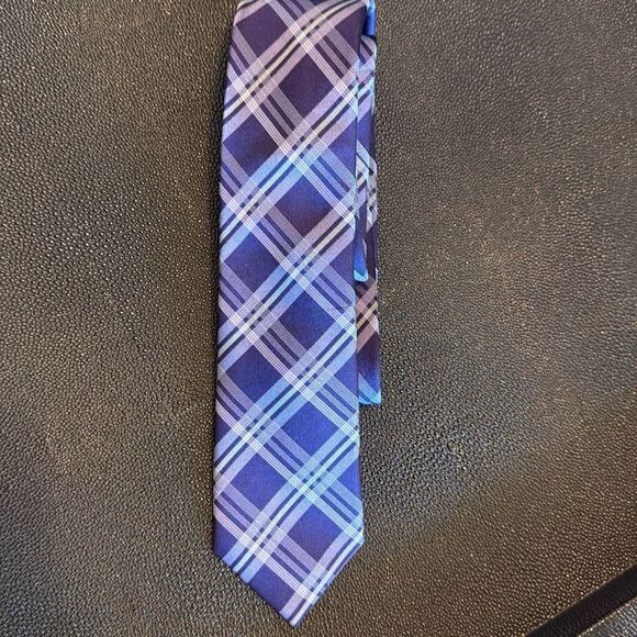 Kenneth Cole New York Purple Plaid Slim Tie - Picture 1 of 7
